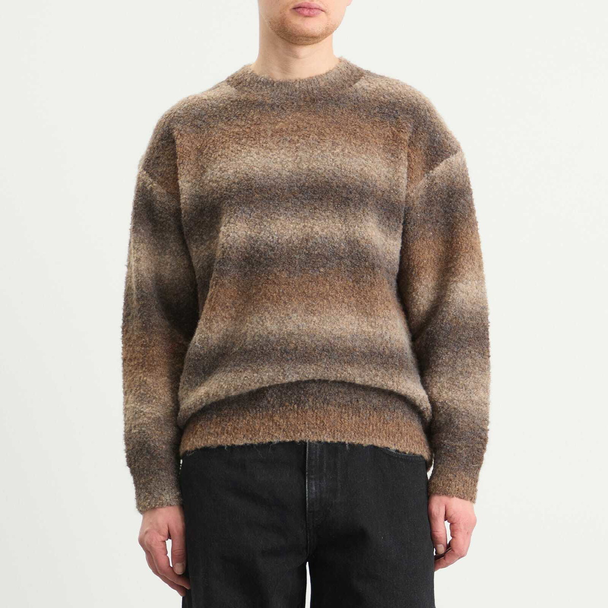 FrizmWORKS Men's Gradiation Boucle Knit Sweater in Brown