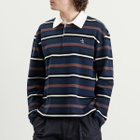 Le Père Men's Long-Sleeve Rugby Polo in Brown Multi Stripe