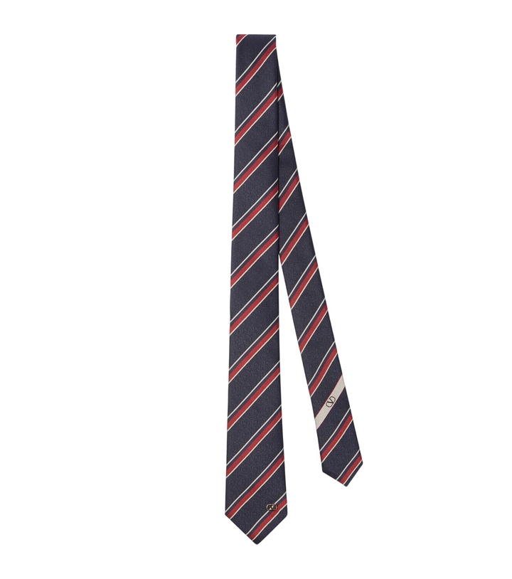 Photo: Valentino Garavani VLogo striped silk twill jacquard tie