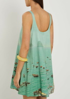 Staud Brio Printed Stretch-cotton Mini Dress Blue