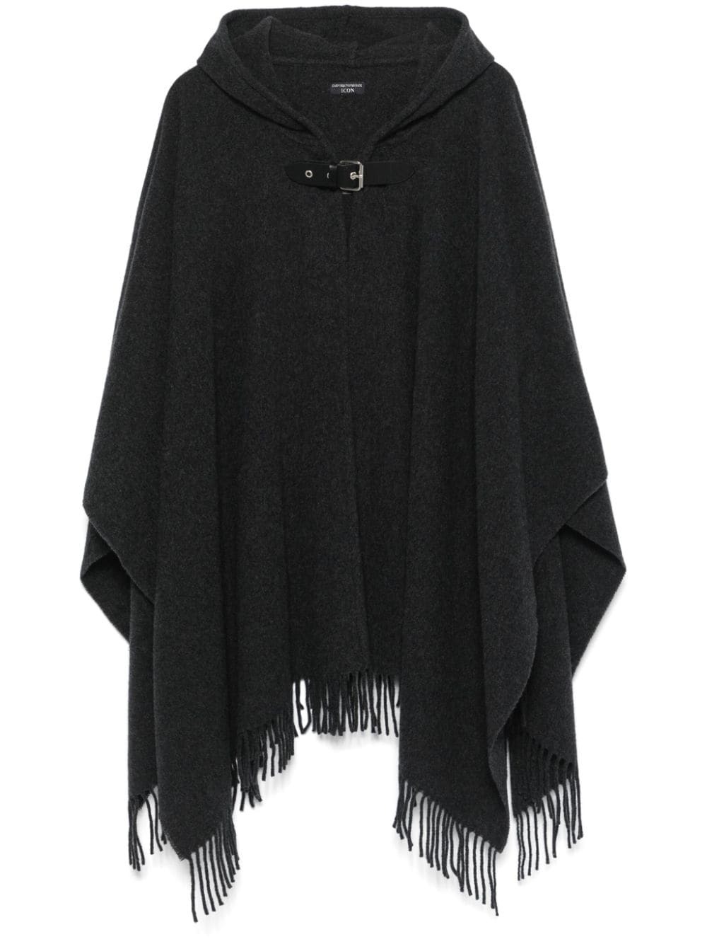 ポンチョ・ケープ EMPORIO ARMANI Woman Cape Black EW002069AF16521 UC001 EMPORIO ARMANI - Fringed Wool Cape Emporio Armani