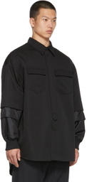JERIH Black Detachable Sleeve Shirt