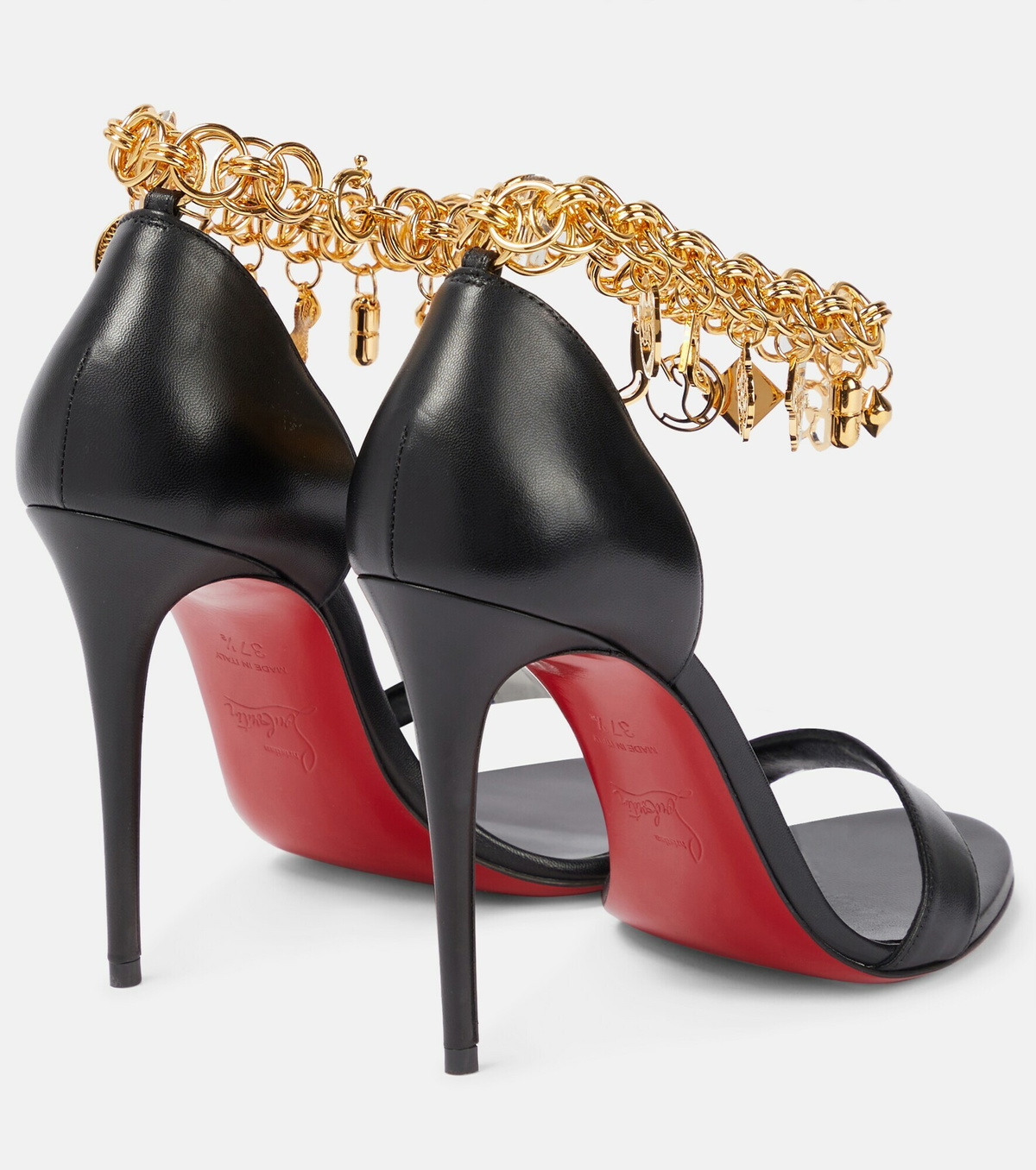 Christian Louboutins Gourmi Chain-Embellished Denim Sandals