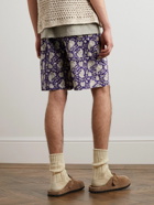De Bonne Facture - Straight-Leg Printed Cotton Drawstring Shorts - Blue