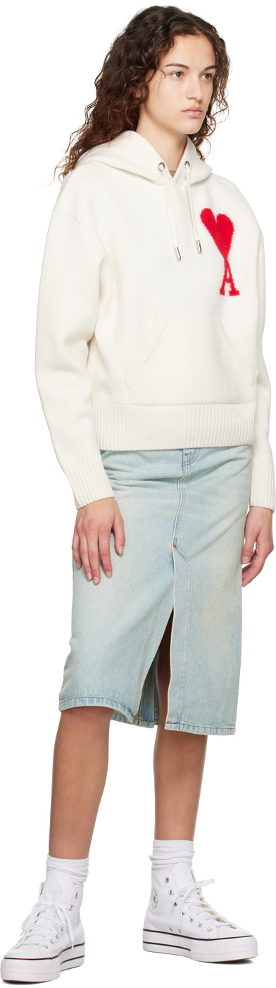 AMI Alexandre Mattiussi Blue Faded Denim Midi Skirt