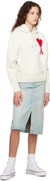 AMI Alexandre Mattiussi Blue Faded Denim Midi Skirt