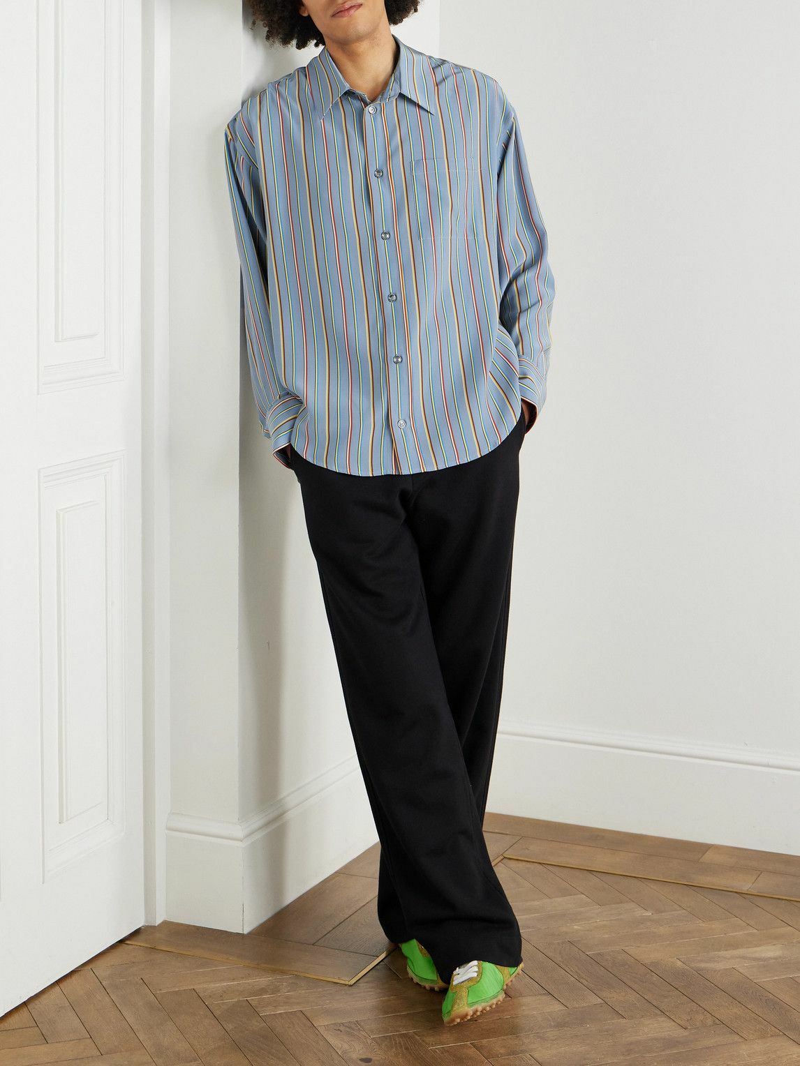 The Elder Statesman - Striped Silk Shirt - Blue