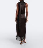 SIR Lula fringed asymmetric silk maxi dress