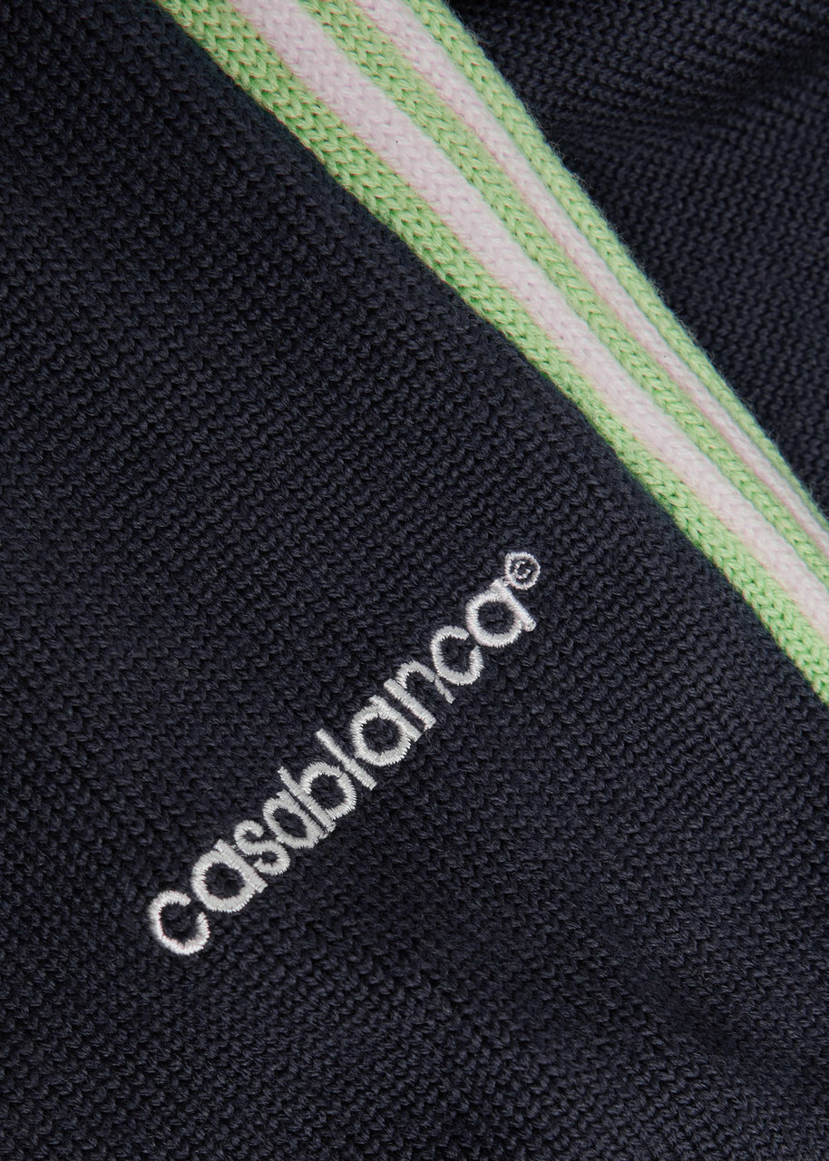 Casablanca Logo-embroidered Merino Wool Track Trousers Navy