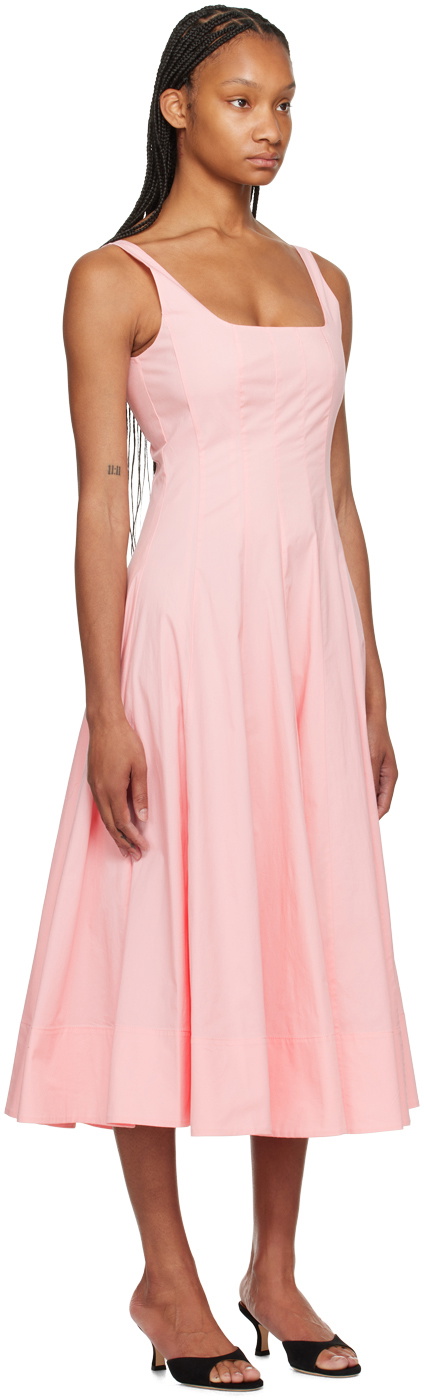 Staud Pink Wells Midi Dress