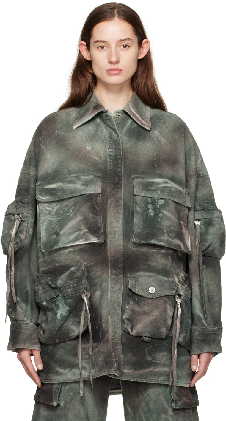 The Attico Khaki Fern Denim Jacket The Attico