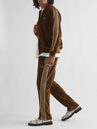 Needles - Webbing-Trimmed Cotton-Blend Velour Track Pants - Brown