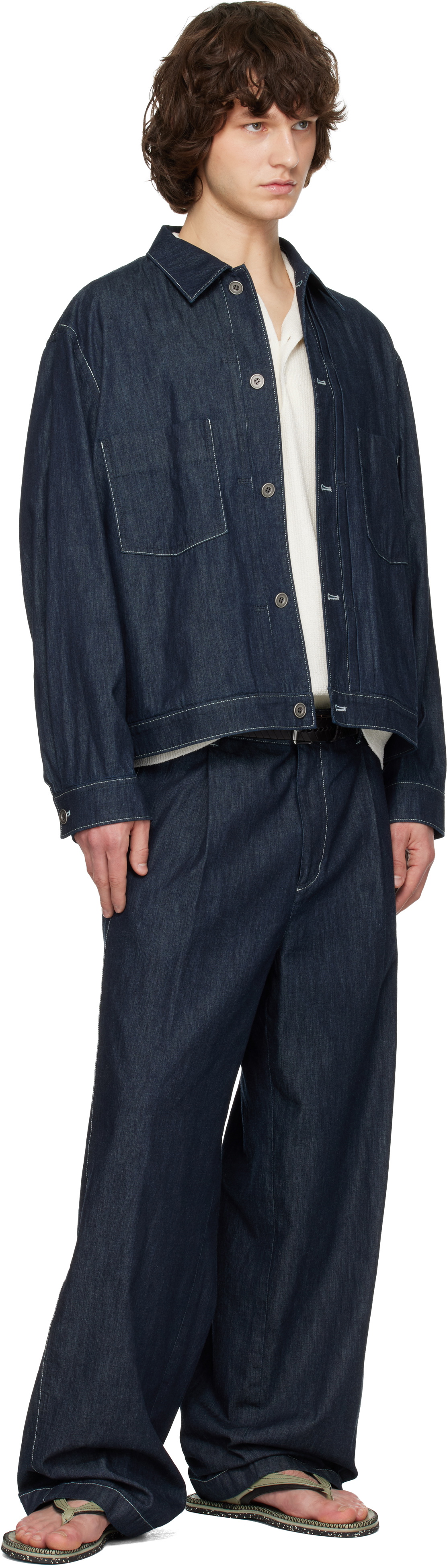 Solid Homme Navy Japanese Denim Trucker Jacket