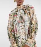 Camilla Floral high-neck silk crêpe blouse