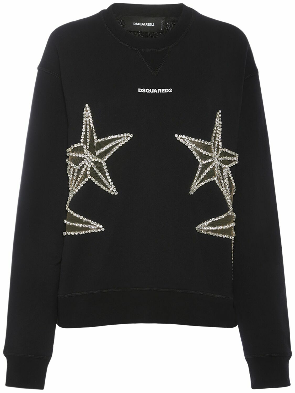 Dsquared² Gray Hooded Printed Crystal Embellishment Sweater main image 0
