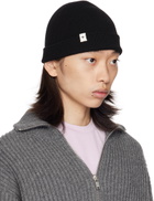 Jil Sander Black Fine Merino Wool Rib Beanie