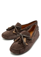 Tods Gommino Suede Loafers Brown