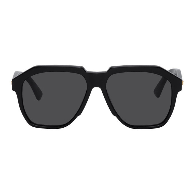 Photo: Bottega Veneta Black Aviator Sunglasses