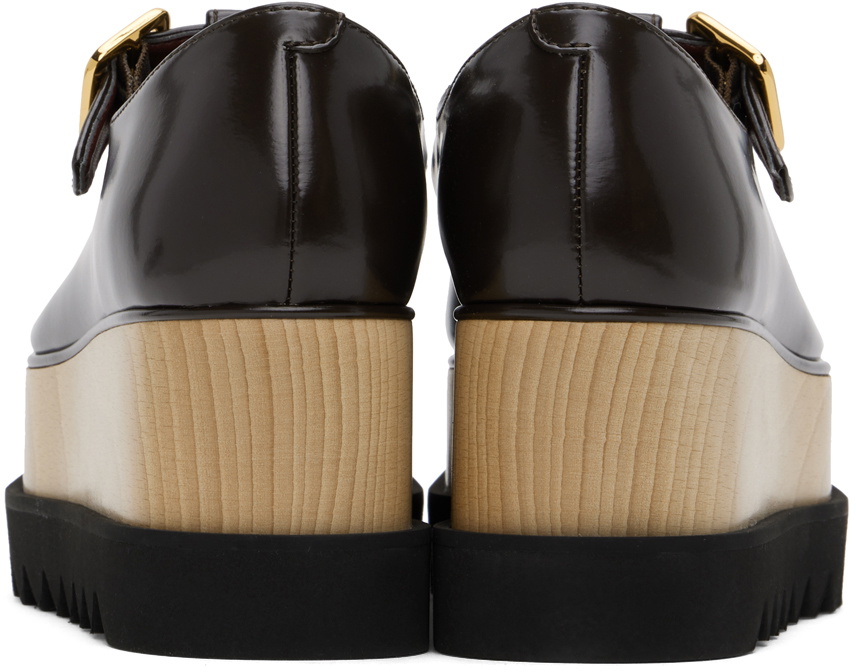 Stella McCartney Brown Sneak-Elyse T-Bar Platform Mary Jane Loafers