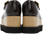 Stella McCartney Brown Sneak-Elyse T-Bar Platform Mary Jane Loafers