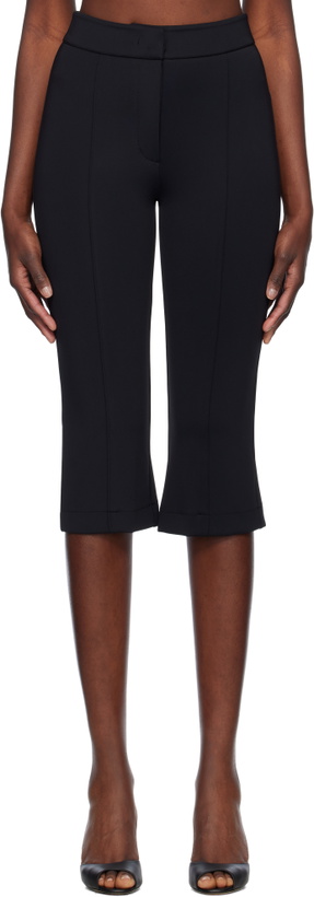 Photo: RECTO Black Stretch Midi Length Fitted Trousers