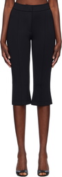 RECTO Black Stretch Midi Length Fitted Trousers