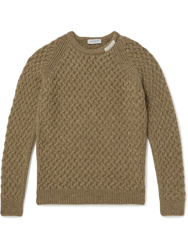 Photo: John Smedley - Mossley Cable-Knit Wool Sweater - Green