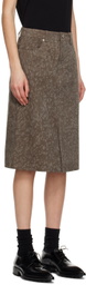 UMBER POSTPAST Brown Dyed Denim Midi Skirt