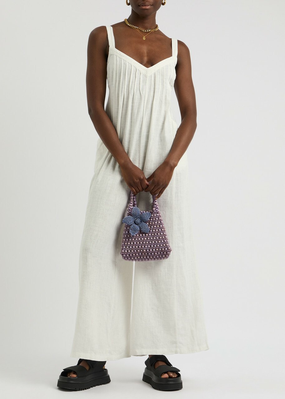 Free People Drifting Dreams Linen-blend Jumpsuit White XS (UK 4-6 / XS)