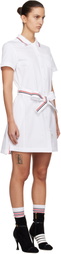 Thom Browne White Solid Poplin Bow Minidress