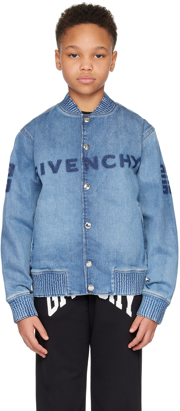 Nº21 Kids logo-print zipped bomber jacket - Blue