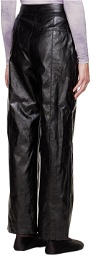 LVIR Black Grained Faux-Leather Pants
