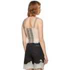 SJYP Grey and Beige Check Bustier Tank Top