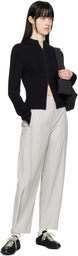 AMOMENTO Black Ribbed Mock Neck Cardigan