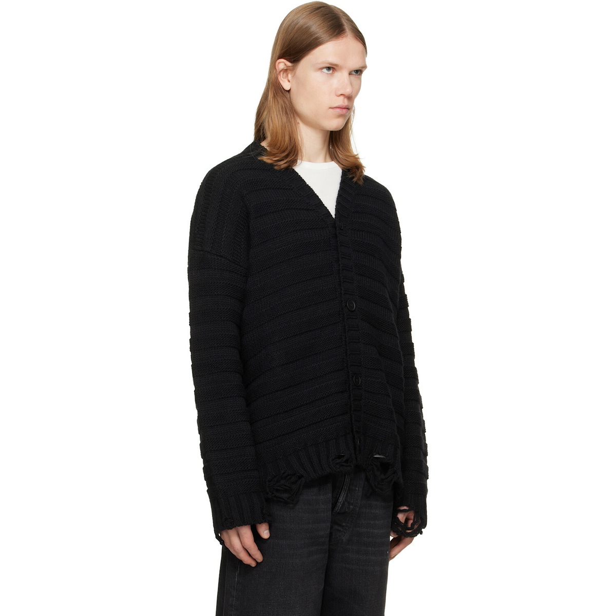 MM6 Maison Margiela Black Wool Cardigan