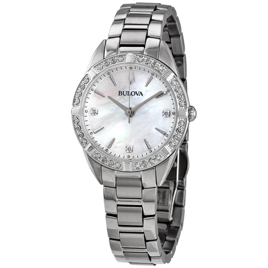 Bulova Quartz Diamond Mother of Pearl Dial Ladies Watch 96R228 Bulova