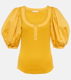 Ulla Johnson Janette cotton jersey and poplin top