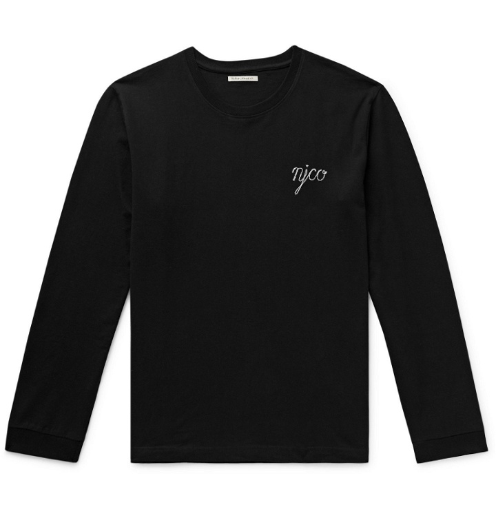 Photo: Nudie Jeans - Logo-Embroidered Printed Cotton-Jersey T-Shirt - Black