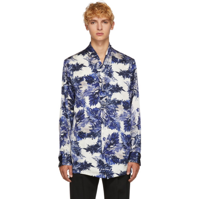Photo: BED J.W. FORD Blue and White Ogami Print Shirt
