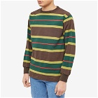 Adsum Men's Long Sleeve Rugby Stripe T-Shirt in Green Stripe
