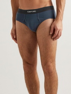 TOM FORD - Stretch-Cotton Briefs - Blue