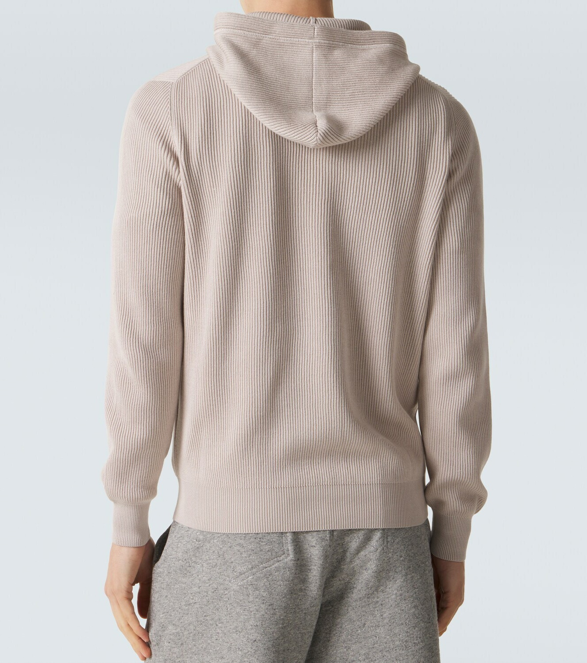 Brunello Cucinelli Logo ribbed-knit cotton zip-up hoodie