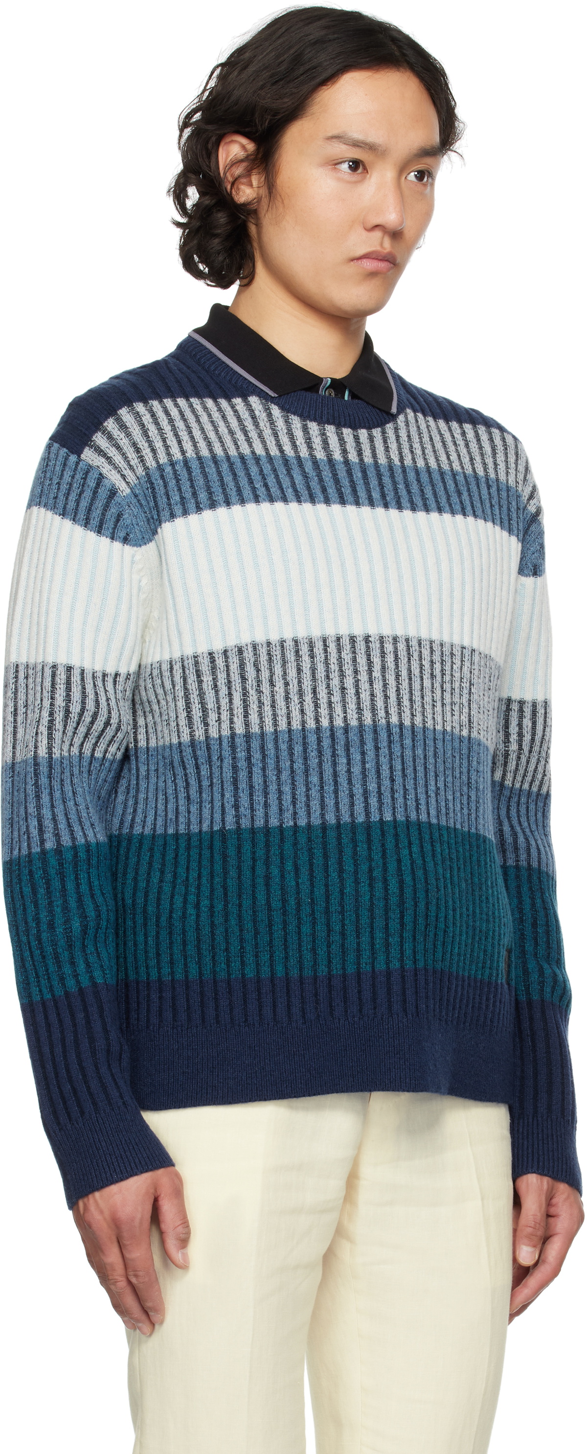 PS by Paul Smith Blue Striped Sweater