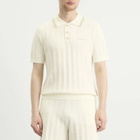 Casablanca Men's Tennis Boucle Polo Shirt in White