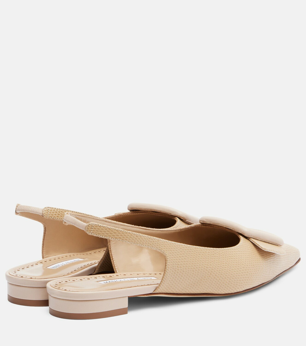 Manolo Blahnik Maylura croc-effect leather slingback flats