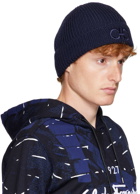 Salvatore Ferragamo Navy Logo Beanie