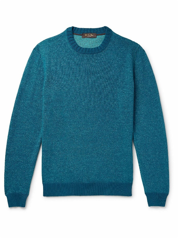 Photo: Loro Piana - Slim-Fit Mélange Linen, Cashmere and Silk-Blend Sweater - Blue