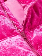VETEMENTS - Oversized Logo-Appliquéd Quilted Crushed-Velvet Down Jacket - Pink