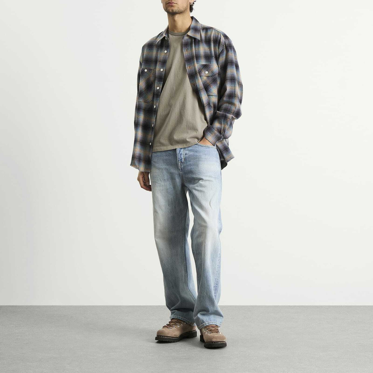 Dubbleware Men's Straight Leg Selvedge Denim Jeans in Stone Wash