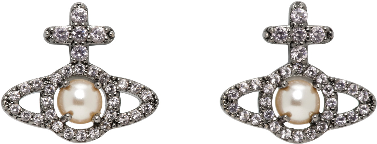 Vivienne Westwood Gunmetal Olympia Pearl Earrings Vivienne Westwood